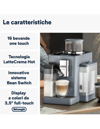 De’Longhi Rivelia EXAM440.55.G, Macchina Automatica per Caffè in Chicchi, Cappuccino al tocco di un tasto con la Caraffa