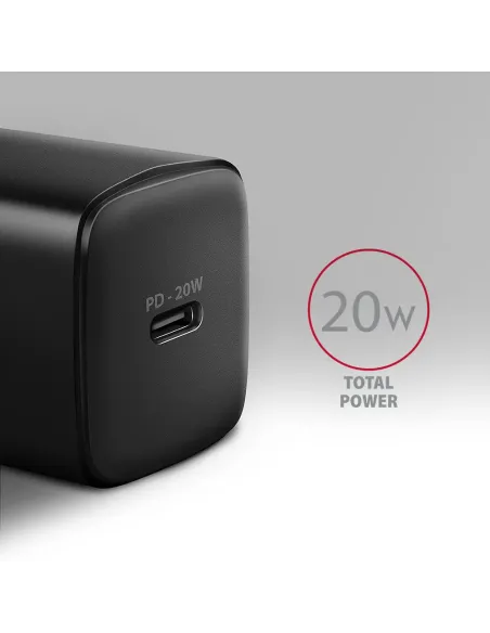 Axagon ACU-PD20 wall charger 1x QC3.0 AFC FCP PD type-C, 20W, black Telefono cellulare, Smartphone, Orologio intelligente,