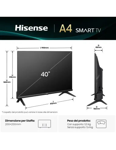 Hisense Smart TV 40" Full HD 40A4Q
