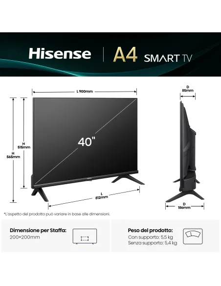 Hisense Smart TV 40" Full HD 40A4Q