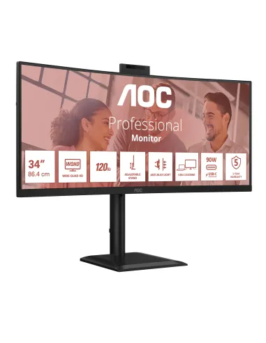 AOC E4 CU34E4CW Monitor PC 86,4 cm (34") 3440 x 1440 Pixel UltraWide Quad HD LED Nero