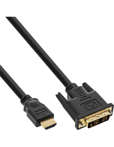 InLine Cavo HDMI M a DVI 18+1 M, dorato, nero, 0,5m