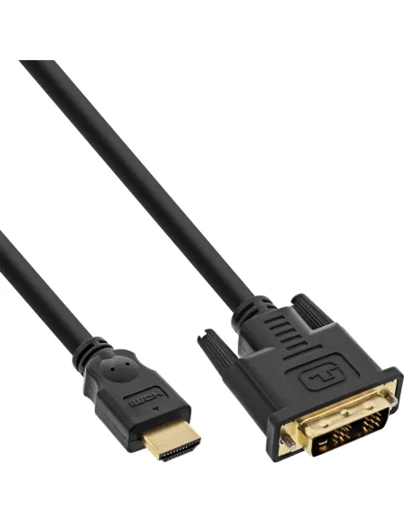 InLine Cavo HDMI M a DVI 18+1 M, dorato, nero, 1m