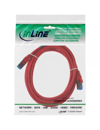 InLine Cavo patch Lan, S FTP(PiMf), Cat.6a, 500MHz, CU, alogenf., rosso, 2m