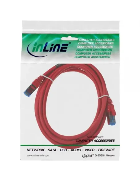 InLine Cavo patch Lan, S FTP(PiMf), Cat.6a, 500MHz, CU, alogenf., rosso, 2m