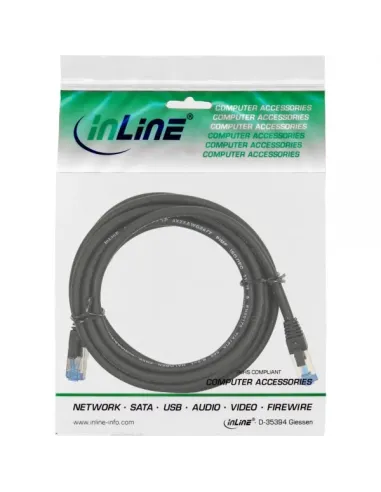 InLine Cavo patch Lan, S FTP(PiMf), Cat.6a, 500MHz, CU, halogenf., nero, 2m