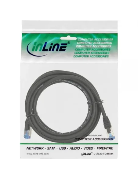 InLine Cavo patch Lan, S FTP(PiMf), Cat.6a, 500MHz, CU, halogenf., nero, 2m