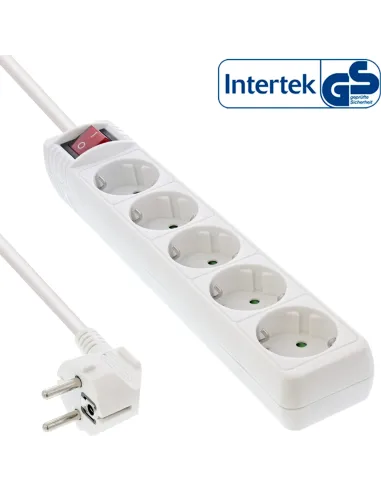 InLine Multipresa 5x Shucko, con interruttore, bianco, cavo 1,5m,