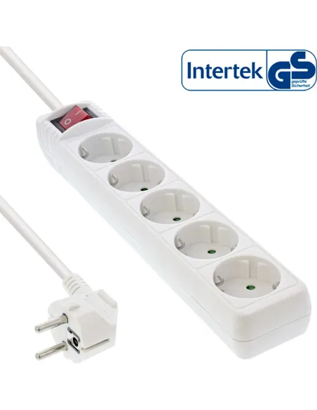 InLine Multipresa 5x Shucko, con interruttore, bianco, cavo 1,5m,