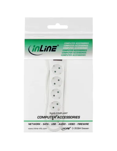 InLine Multipresa 5x Shucko, con interruttore, bianco, cavo 1,5m,