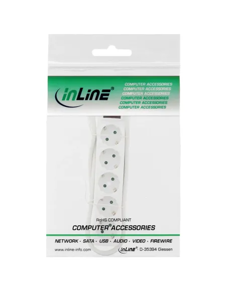 InLine Multipresa 5x Shucko, con interruttore, bianco, cavo 1,5m,