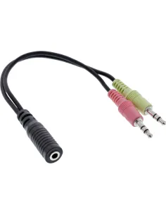 InLine Cavo Audio Y 2x Jack 3,5mm M a Jack 3,5mm F, 0,15m, 4pin CTIA