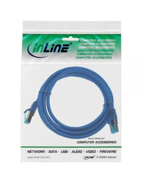 InLine Cavo patch Lan, S FTP(PiMf), Cat.6a, 500MHz, CU, halogenf., blu, 0,5m