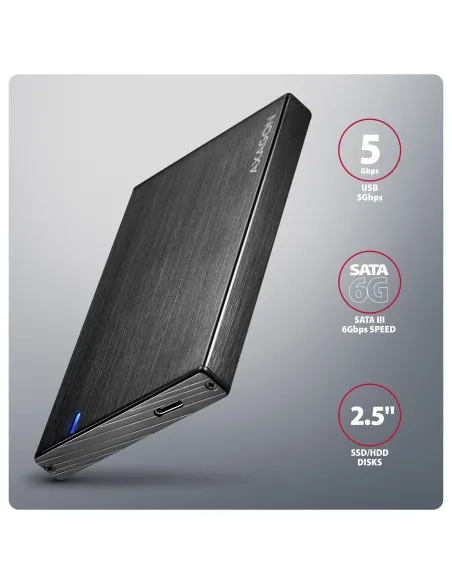 Axagon EE25-XA6C contenitore di unità di archiviazione Box esterno HDD SSD Nero 2.5"