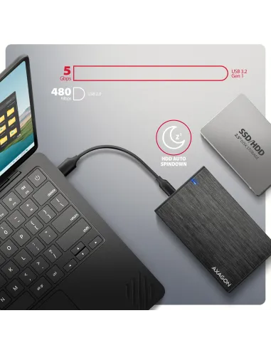Axagon EE25-XA6C contenitore di unità di archiviazione Box esterno HDD SSD Nero 2.5"