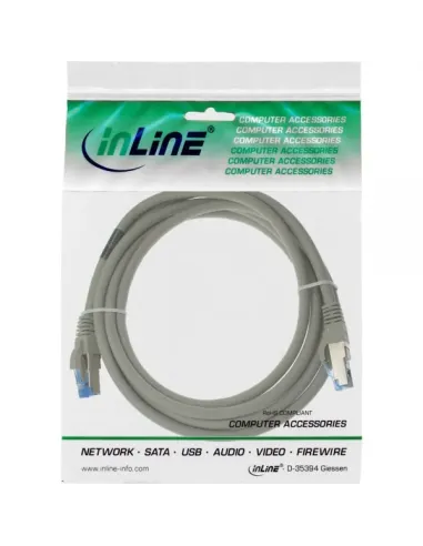 InLine Cavo patch Lan, S FTP(PiMf), Cat.6a, 500MHz, CU, halogenf., grigio, 1m