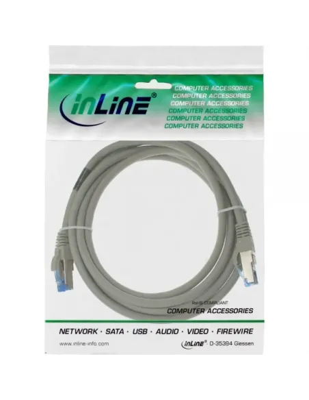 InLine Cavo patch Lan, S FTP(PiMf), Cat.6a, 500MHz, CU, halogenf., grigio, 1m