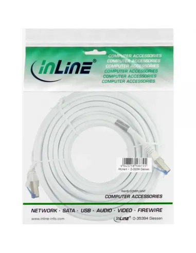InLine Cavo patch Lan, S FTP(PiMf), Cat.6a, 500MHz, CU, halogenf., bianco, 1m
