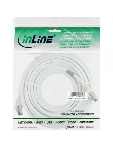 InLine Cavo patch Lan, S FTP(PiMf), Cat.6a, 500MHz, CU, halogenf., bianco, 1m