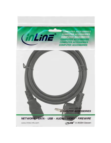 InLine Cavo alimentazione, Spina Shucko CEE-7 7 90° a Presa IEC-320-C13, 3m