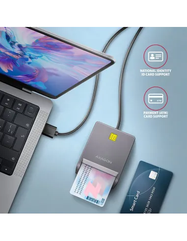 Axagon CRE-SM3T USB Smart card Flat lettore di card readers Interno USB 2.0 Nero