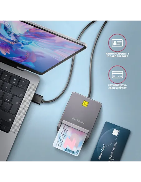 Axagon CRE-SM3T USB Smart card Flat lettore di card readers Interno USB 2.0 Nero