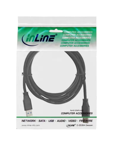 InLine Cavo USB 3.0 A maschio A maschio, nero, 0,3m