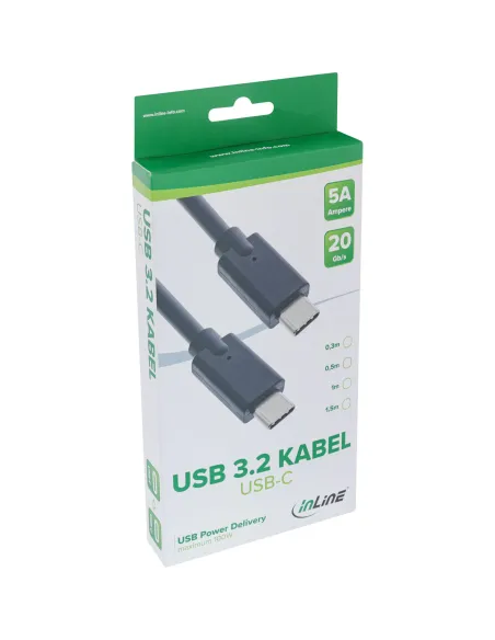 InLine Cavo USB 3.2 Gen.2x2, USB-C maschio maschio, nero, 1m