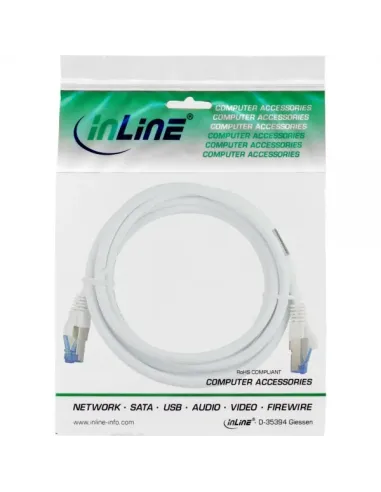 InLine Cavo patch Lan, S FTP(PiMf), Cat.6a, 500MHz, CU, halogenf., bianco, 1,5m