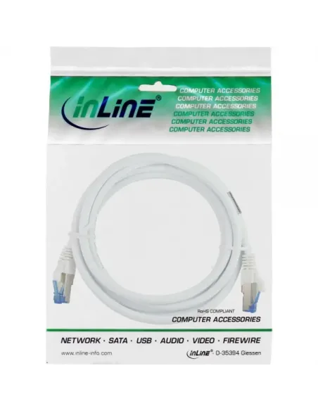 InLine Cavo patch Lan, S FTP(PiMf), Cat.6a, 500MHz, CU, halogenf., bianco, 1,5m