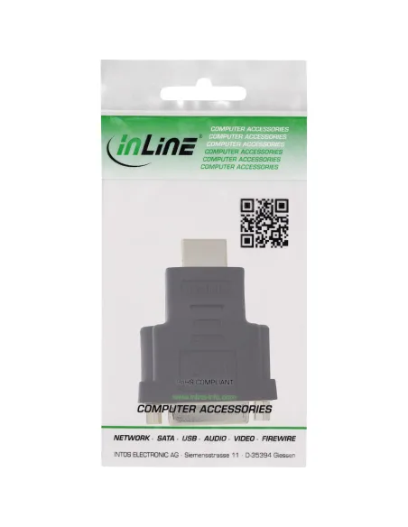 InLine Adattatore HDMI-DVI, Tipo A Maschio a DVI-D 24+1 Femmina, dorato, 4K2K