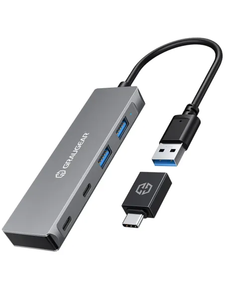 GRAUGEAR G-HUB2A2C-AC hub di interfaccia USB 3.2 Gen 1 (3.1 Gen 1) Type-A + Type-C 5000 Mbit s Argento