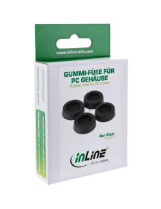 InLine Piedini antivibrazione PC-Case, in gomma nero, 4pz 2