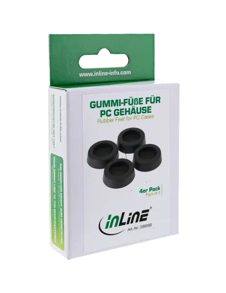 InLine Piedini antivibrazione PC-Case, in gomma nero, 4pz