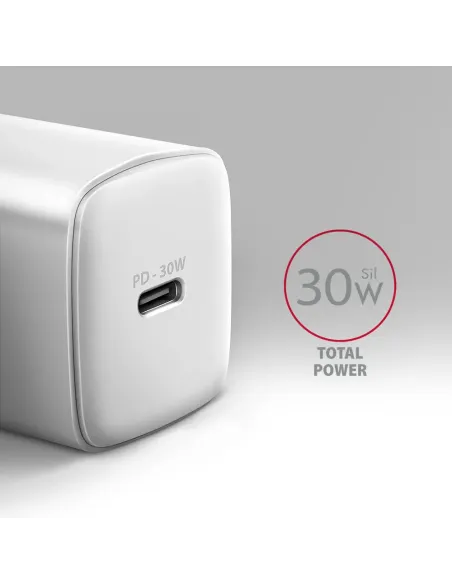 Axagon ACU-PD30W wall charger 1x QC3.0 AFC FCP PD type-C 30W white Telefono cellulare, Smartphone, Orologio intelligente,