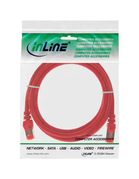 InLine Cavo patch Lan, S FTP (PiMf), Cat.6, 250 MHz, PVC, CU, rosso, 3m