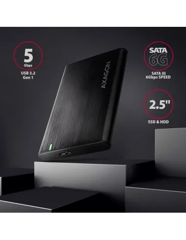 Axagon EE25-A6M contenitore di unità di archiviazione Box esterno HDD SSD Nero 2.5"