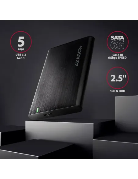 Axagon EE25-A6M contenitore di unità di archiviazione Box esterno HDD SSD Nero 2.5"