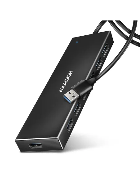 Axagon HUE-F7A 7x USB 3.2 Gen 1 ALU FLAT hub micro power IN 1m USB-A USB 3.2 Gen 1 (3.1 Gen 1) Type-A 5000 Mbit s Nero
