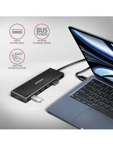 Axagon HUE-F7A 7x USB 3.2 Gen 1 ALU FLAT hub micro power IN 1m USB-A USB 3.2 Gen 1 (3.1 Gen 1) Type-A 5000 Mbit s Nero