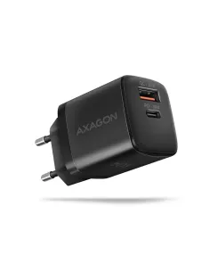 Axagon ACU-PQ30 Ladegerät QC3.0, 4.0 AFC FCP PPS Apple+ PD USB-C, 30W - schwarz - Kompaktes Ladegerät - 1x USB-C und 1x USB-A