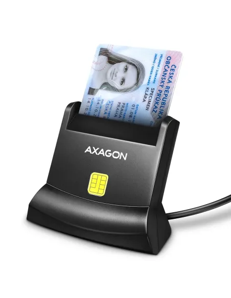 Axagon Universal desktop USB contact Smart ID card reader with long USB-A cable. Suitable for the eObanka application. lettore