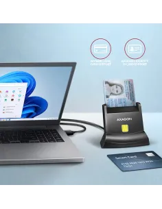 Axagon Universal desktop USB contact Smart ID card reader with long USB-A cable. Suitable for the eObanka application. lettore 2