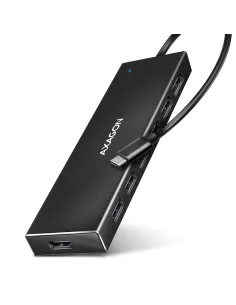 Axagon HUE-F7C 7x USB 3.2 Gen 1 ALU FLAT hub micro power IN 30cm USB-C USB 3.2 Gen 1 (3.1 Gen 1) Type-A 5000 Mbit s Nero