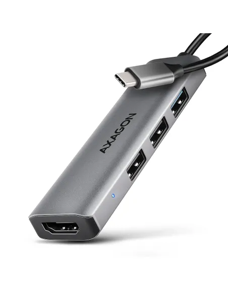 Axagon HMC-H3A replicatore di porte e docking station per laptop Cablato USB 3.2 Gen 1 (3.1 Gen 1) Type-C Argento