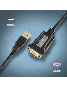 Axagon ADS-1PQN USB-A 2.0 - serial RS-232 DB9-M FTDI adapter cable 1.5m - Adapter - Digital Daten cavo seriale Nero 1,5 m USB 2