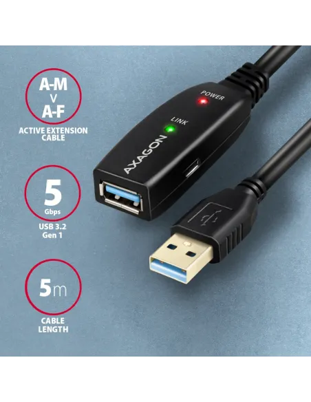 Axagon ADR-305 USB 3.2 Gen 1 A-M - A-F active extension repeater cable 5m - Kabel - Digital Daten cavo USB USB 3.2 Gen 1 (3.1