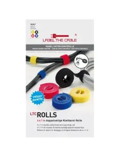Label-the-cable ROLLS fascetta Velcro Nero, Blu, Rosso, Giallo 4 pz