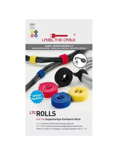 Label-the-cable ROLLS fascetta Velcro Nero, Blu, Rosso, Giallo 4 pz