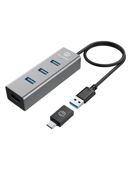 GRAUGEAR G-HUB4-AC hub di interfaccia USB 3.2 Gen 1 (3.1 Gen 1) Type-A 5000 Mbit s Alluminio, Nero